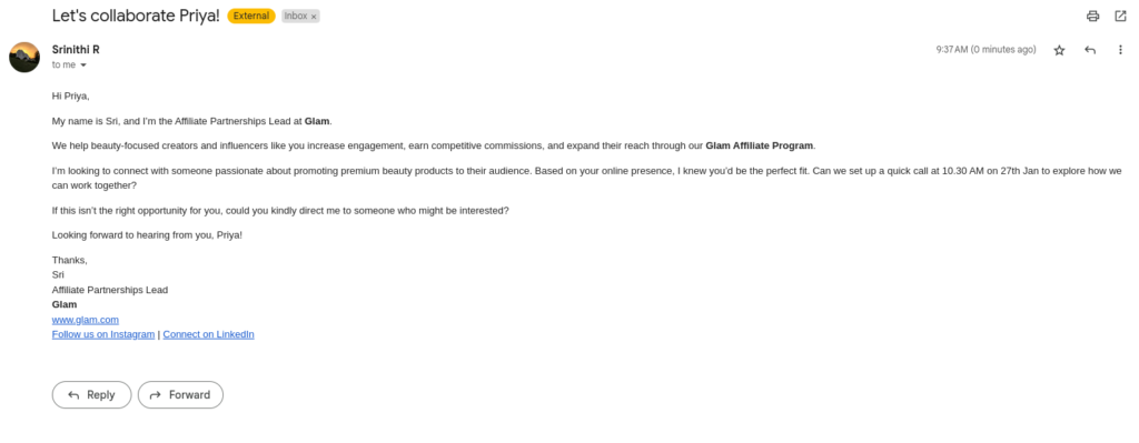 A Cold Outreach email