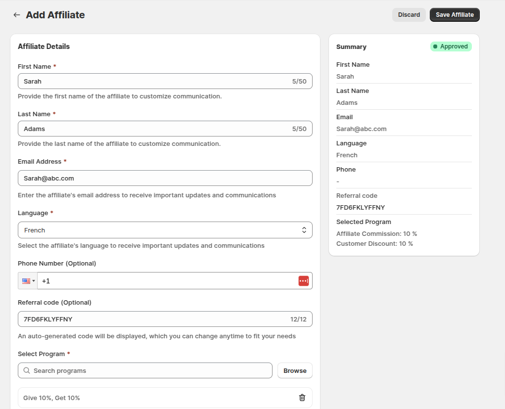 Add an Affiliate in Shopify