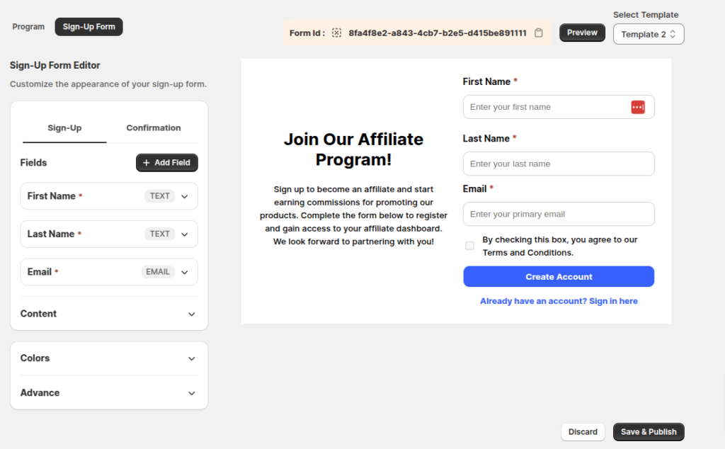 Affiliate Signup Form