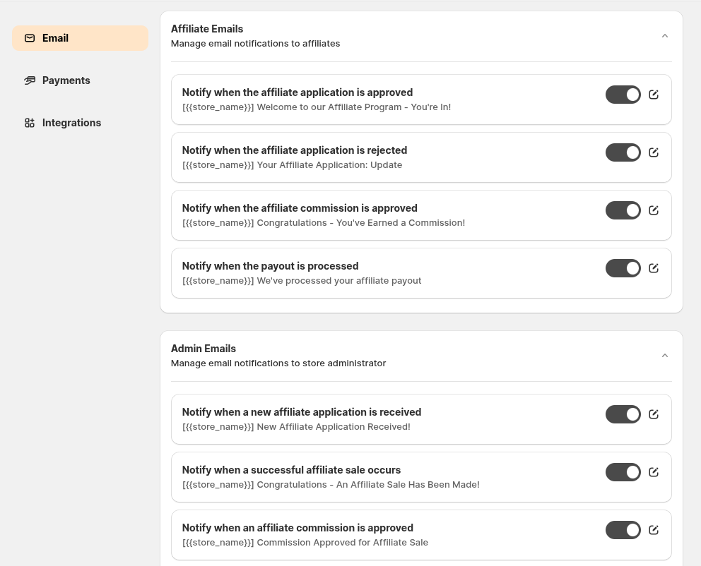Affiliate email automation