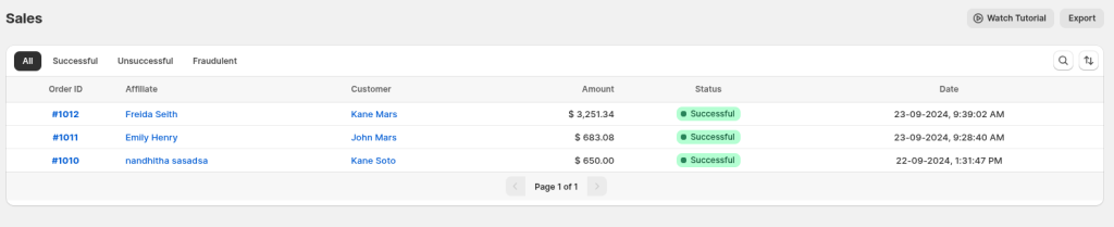 Affiliate tracking system