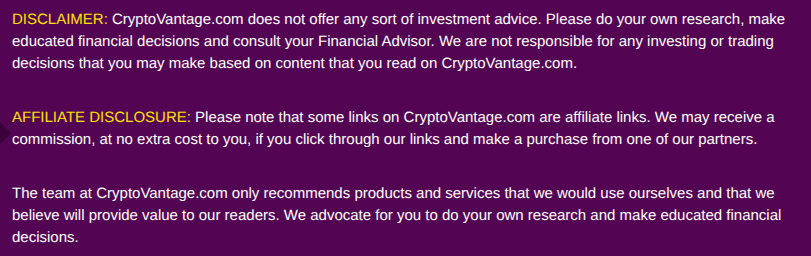 CryptoVantage Affiliate Disclosure
