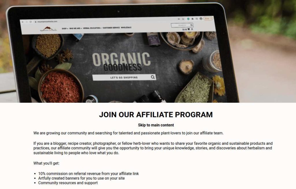 Mountain Rose Herbs Affiliate Program