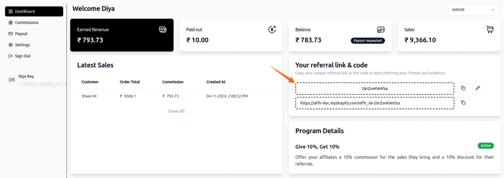 Shopify Affiliate Portal