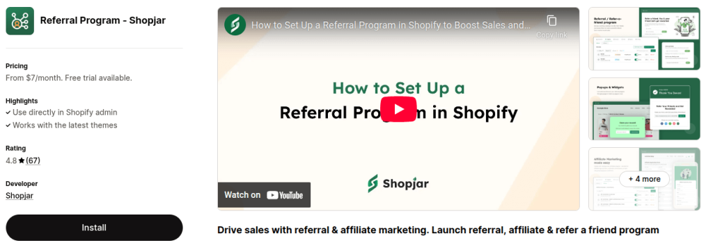 Shopjar Shopify referral app