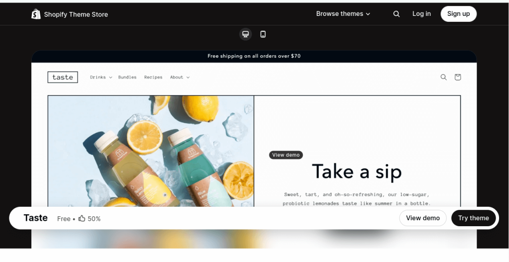 Taste shopify theme