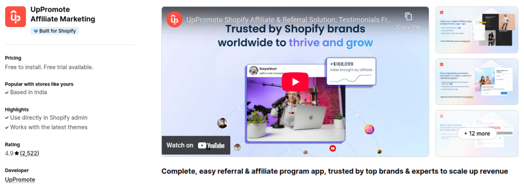 UpPromote Shopify Affiliate App