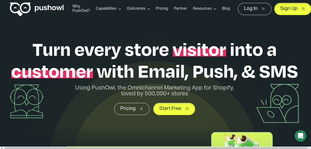 Pushowl homepage