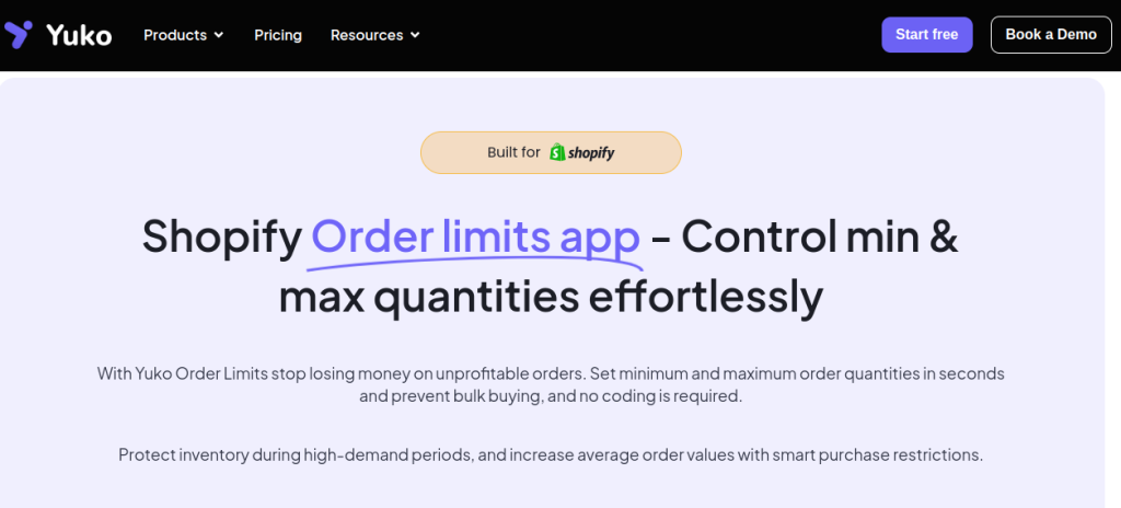 Yuko order limits homepage