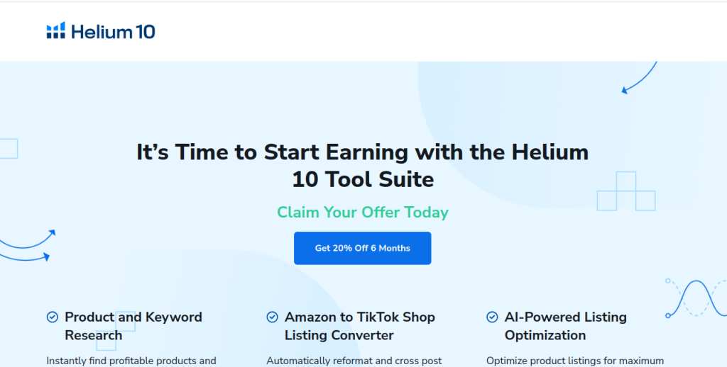 Helium10 homepage