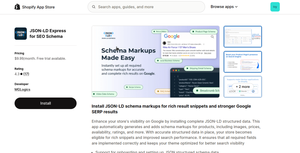 Json-ld express shopify store page