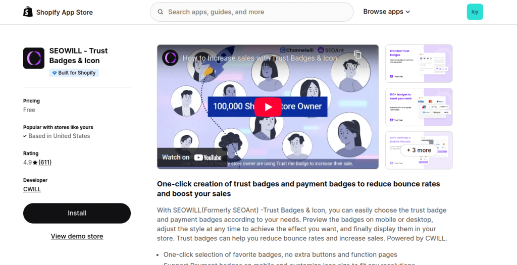 Seowill trustbadges homepage