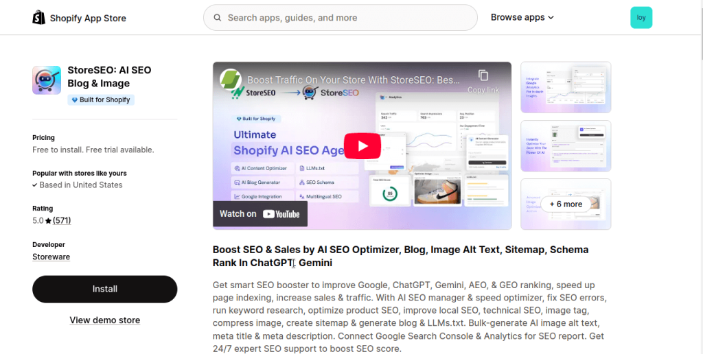 Storeseo meta tag optimizer shopify store page
