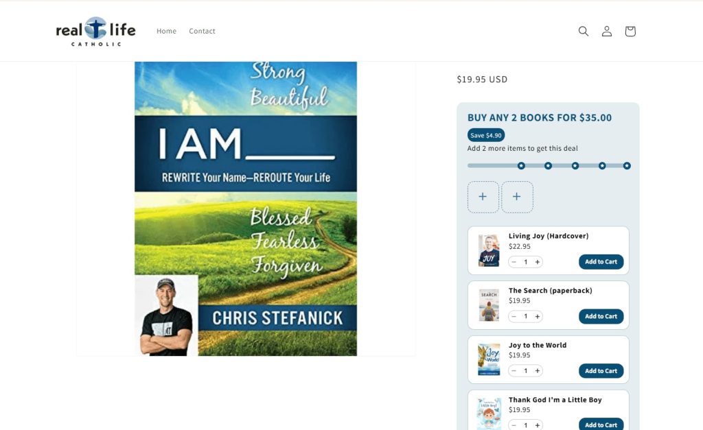 A product page of a book title with a mix-and-match discount combo