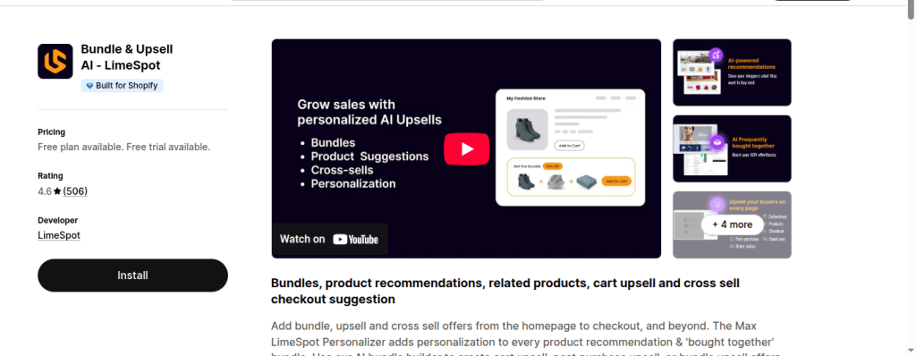 Limespot shopify app store listing