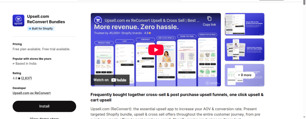 Reconvert shopify store listing