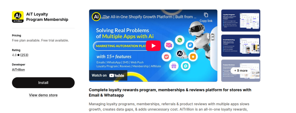 aitrillion shopify app store listing