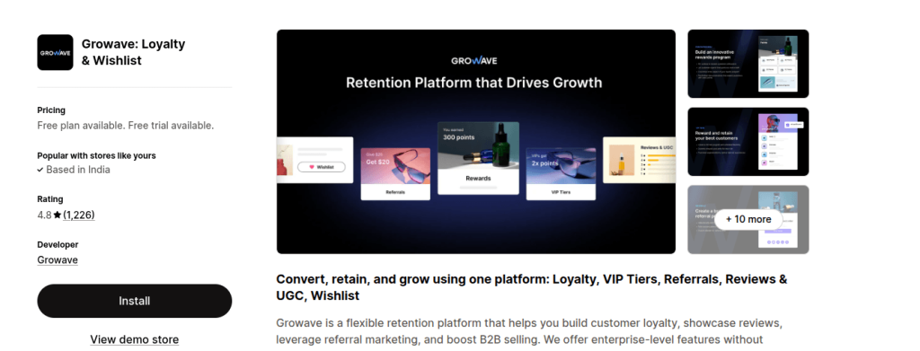 growave shopify app store listing