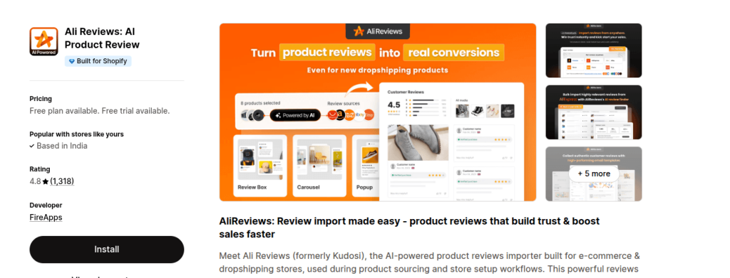 kudos shopify app store listing