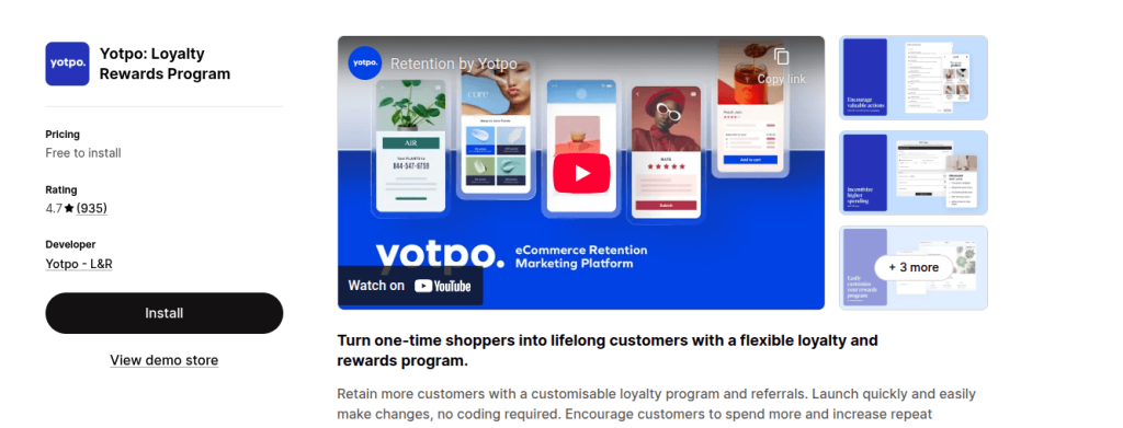 yotpo shopify app store listing