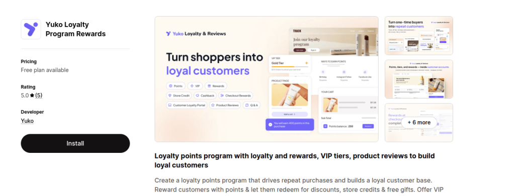 yuko shopify app store listing