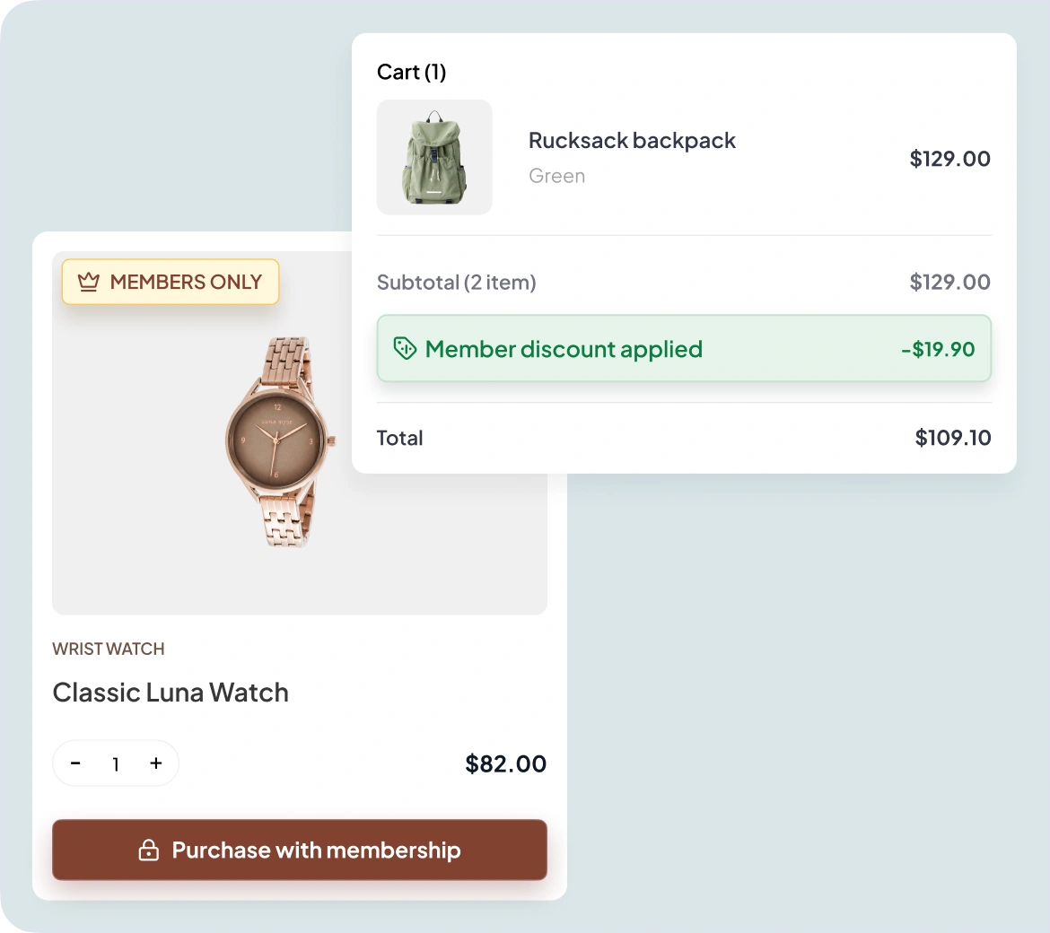 Members only product in a Shopify store with a Yuko member discount applied automatically in the cart